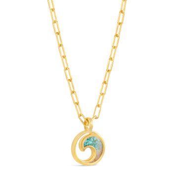 Wave Necklace - 14k Gold Vermeil - Turquoise Gradient