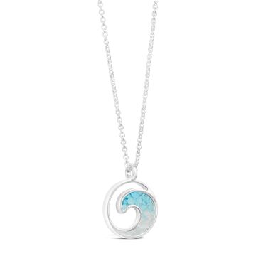 Wave Necklace - Dune Silver - Turquoise Gradient