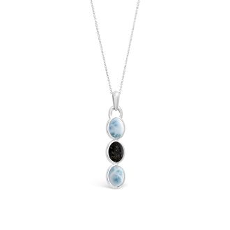 Milan Drop Necklace - Larimar & Sand