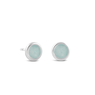 Birth Month Power Stone Dune Drop Studs - March - Aquamarine