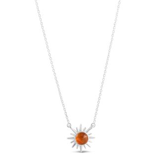 Sun necklace with delicate sunburst pendant and meaningful sand in sterling silver