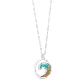 Explorer Wave Necklace - Silver - Turquoise Gradient
