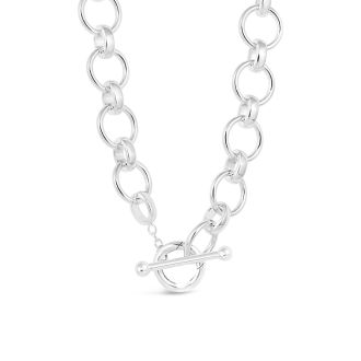 Bold statement necklace chain with a heavy look, sterling silver chain necklace with a toggle link to swap and add different pendant charms. 