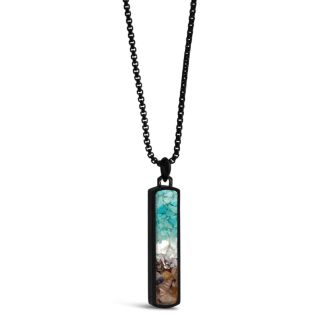 Men's Bar Necklace - Black Steel - Ocean Gradient