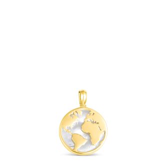 Globe World Traveler Necklace By Christine Kesteloo - Mother of Pearl - 14k Gold Vermeil