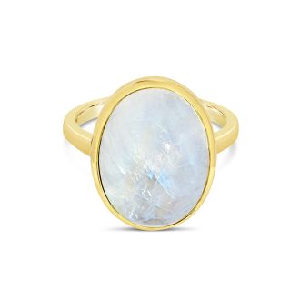 Camille Kostek gold jewelry, moonstone cabochon ring.