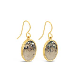 14k gold vermeil abalone shell fragment gradient and custom beach sand, shells, or earth elements in large sandrop earrings. Ocean-inspired abalone jewelry.
