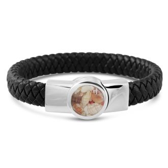 Rugged nautical woven bracelet with a stainless steel setting and shell fragments centerpiece, designed for ocean enthusiasts.