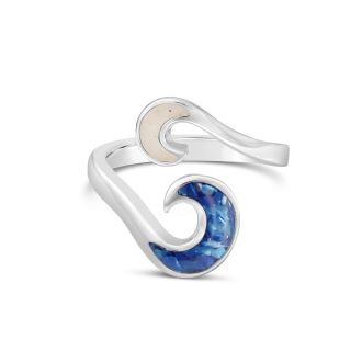 Dune Jewelry x 4ocean Wave Bypass Ring - Bali Blue