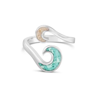 Dune Jewelry x 4ocean Wave Bypass Ring - Seafoam Green