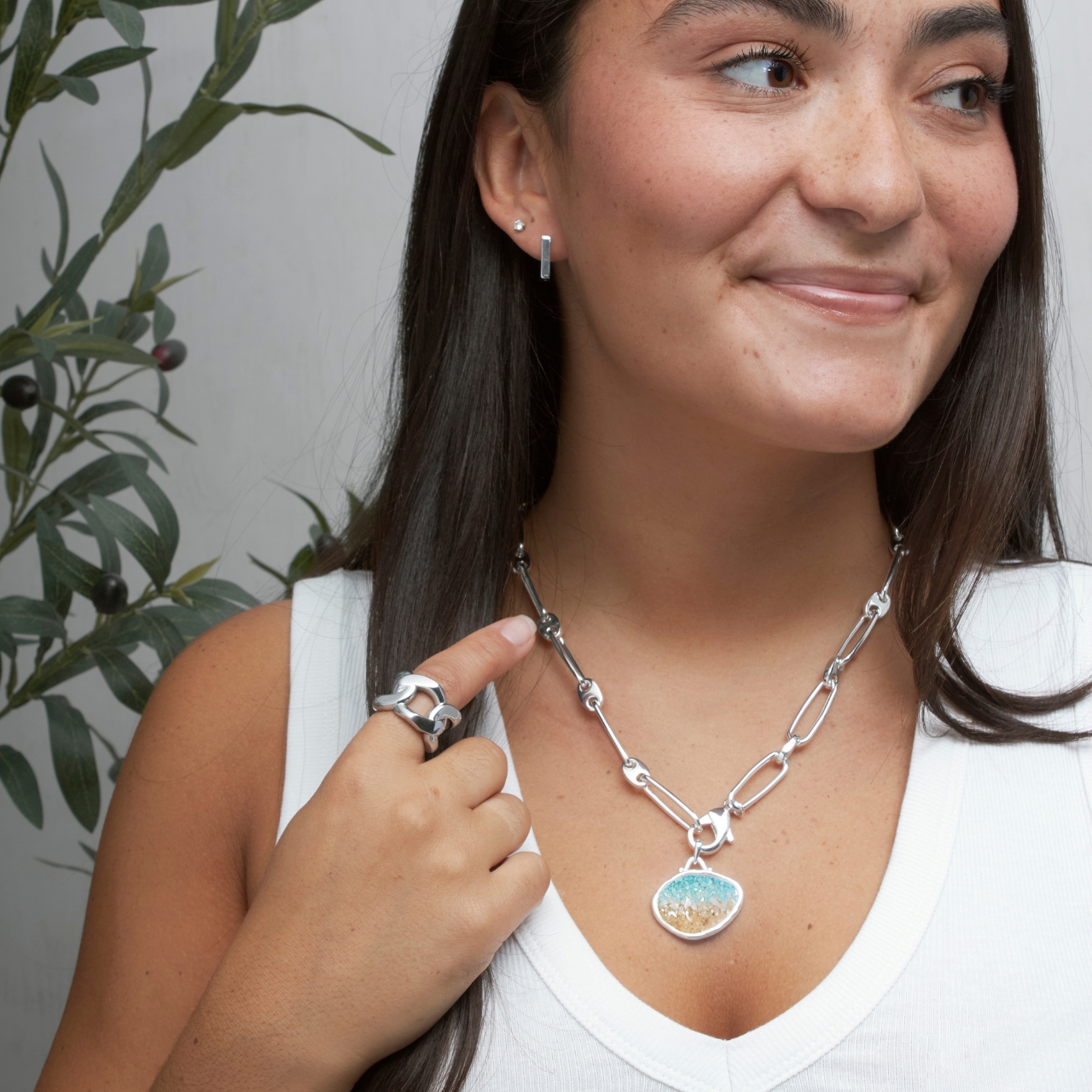 Lagoon Pendant - Dune Silver - Ocean Gradient
