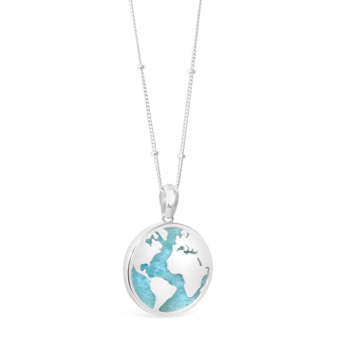 Globe World Traveler Necklace By Christine Kesteloo - Larimar