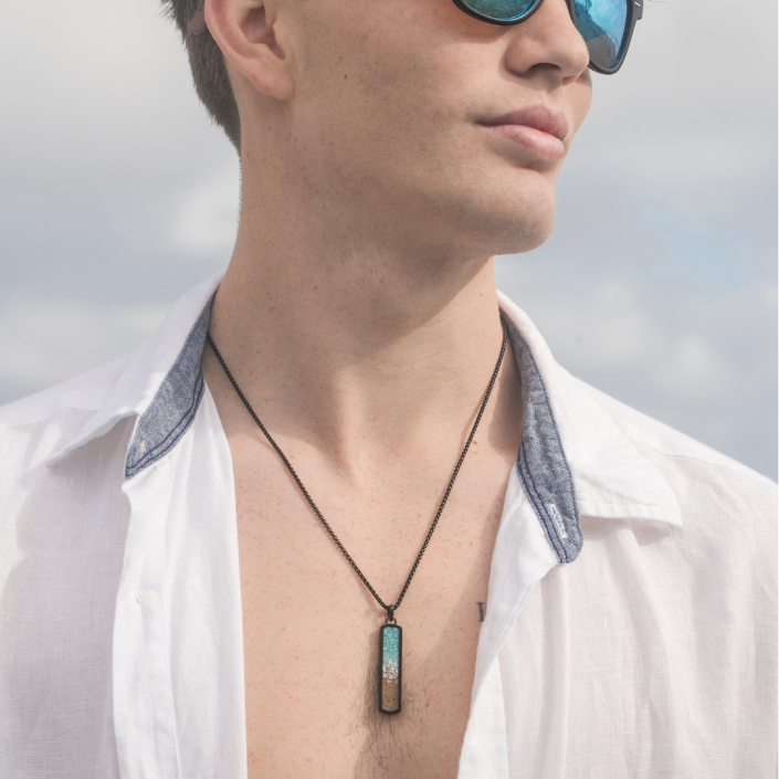 Men's Bar Necklace - Black Steel