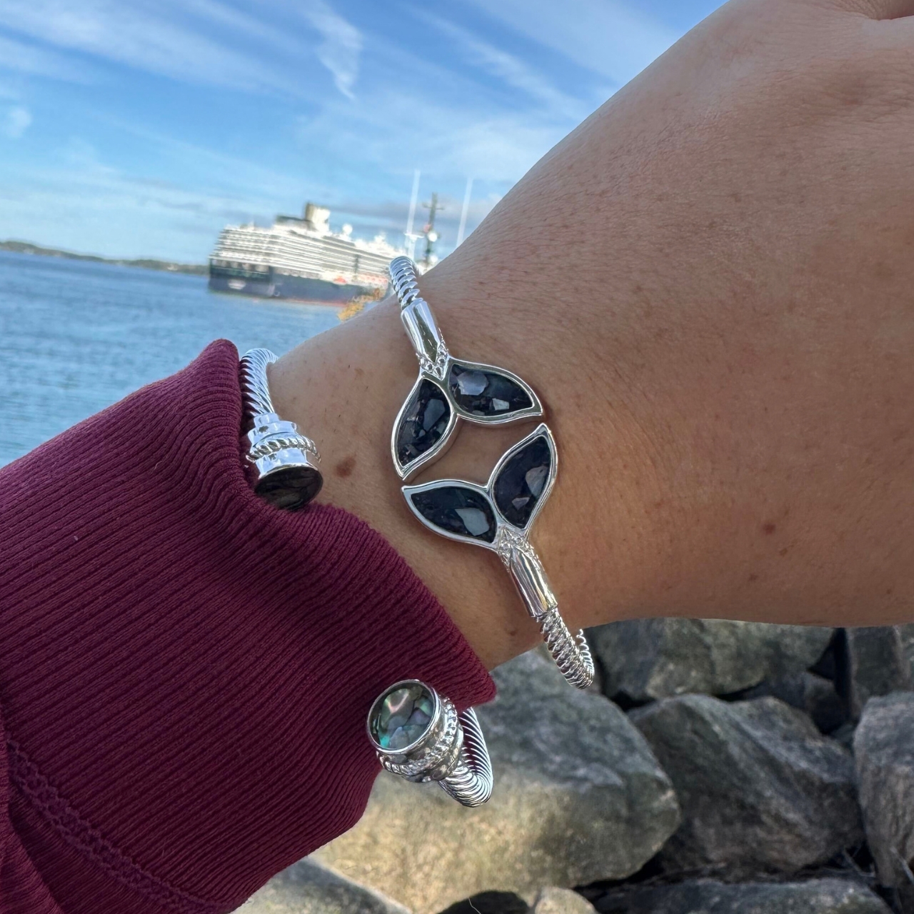 Mermaid Hinge Bracelet - Dune Silver