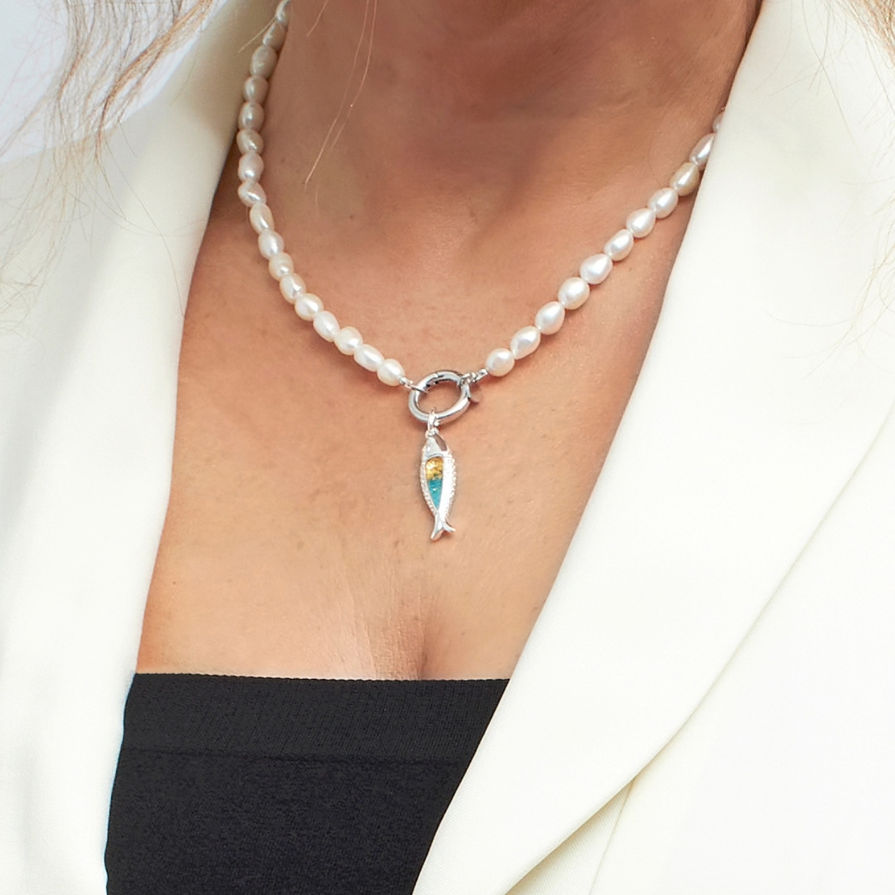 Minnow Pendant - Dune Silver - Turquoise Gradient