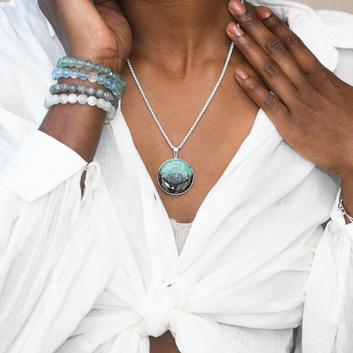 BC - Large Marina Necklace - Diamond & Turquoise Gradient