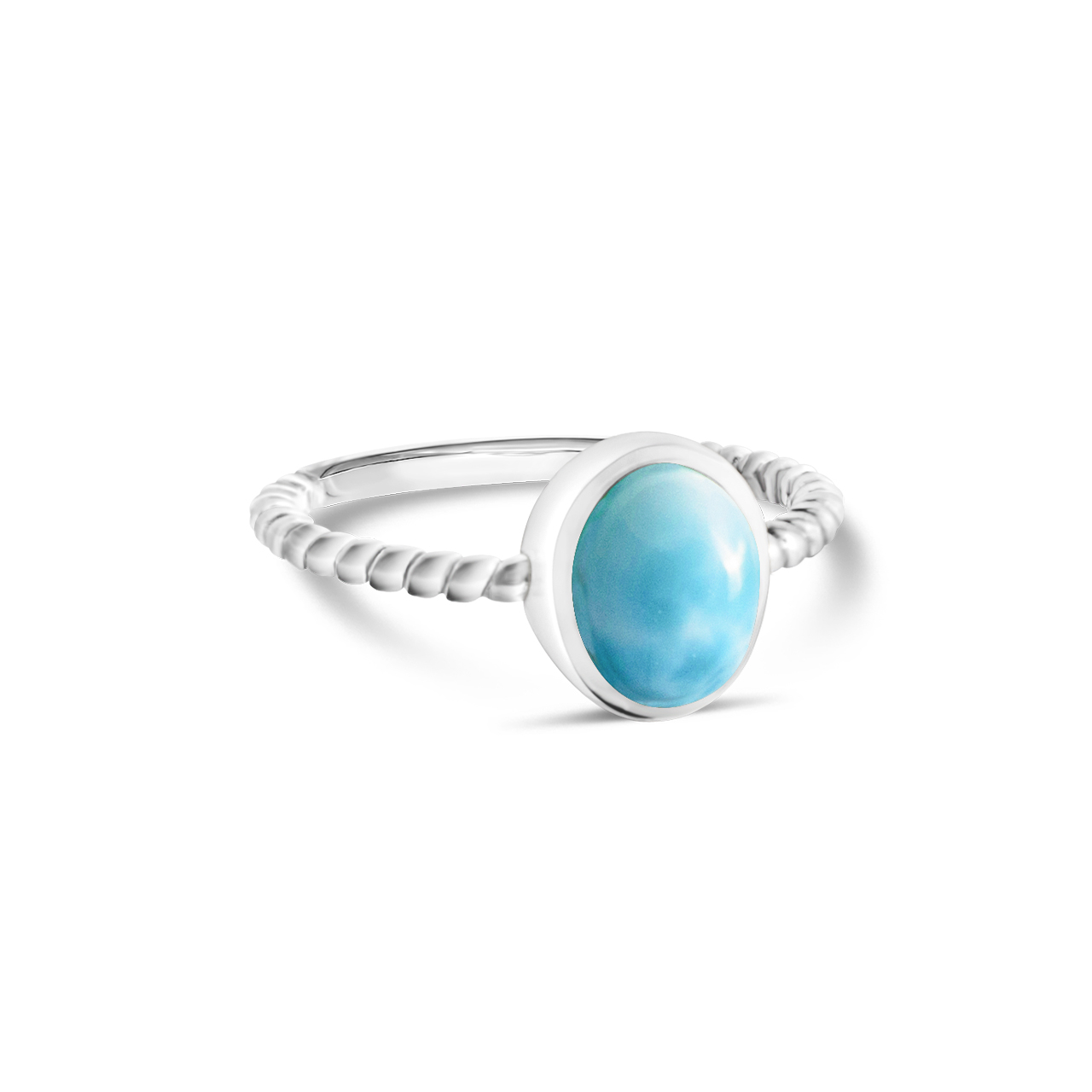 Rope Stacker Ring Oval Larimar |  Dune Jewelry
