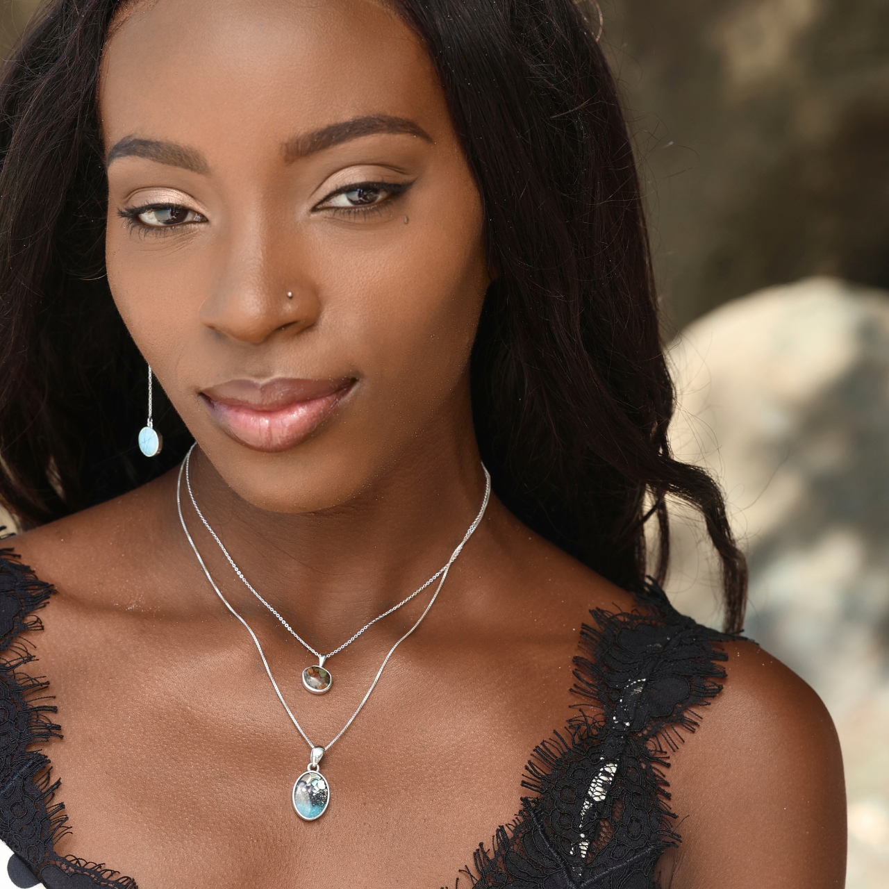 Sandrop Necklace - Dune Silver - Ocean Gradient