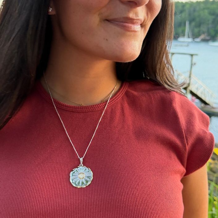 Sea Urchin Dual Tone Pendant - Dune Silver & Gold