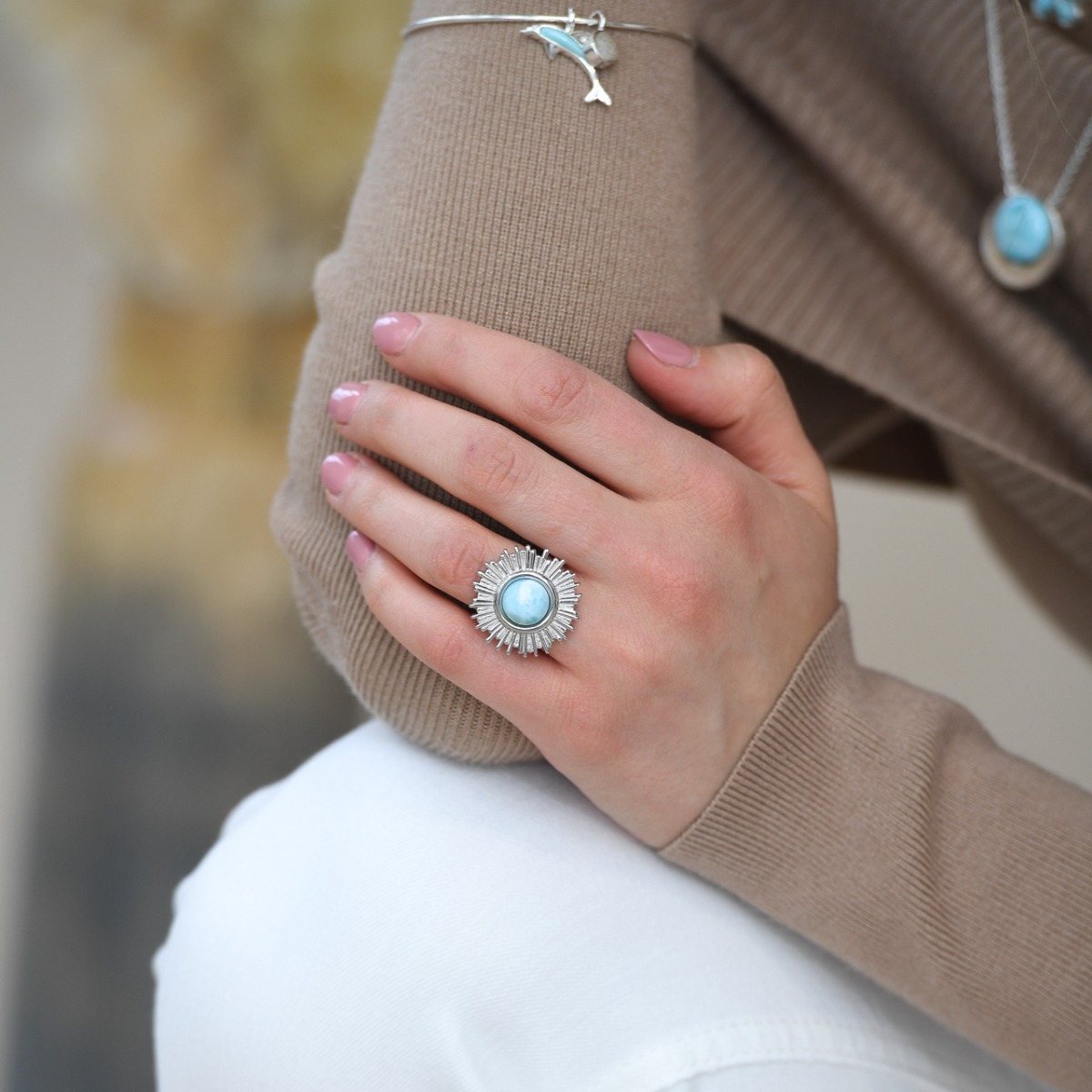 Dolphin Bangle Larimar