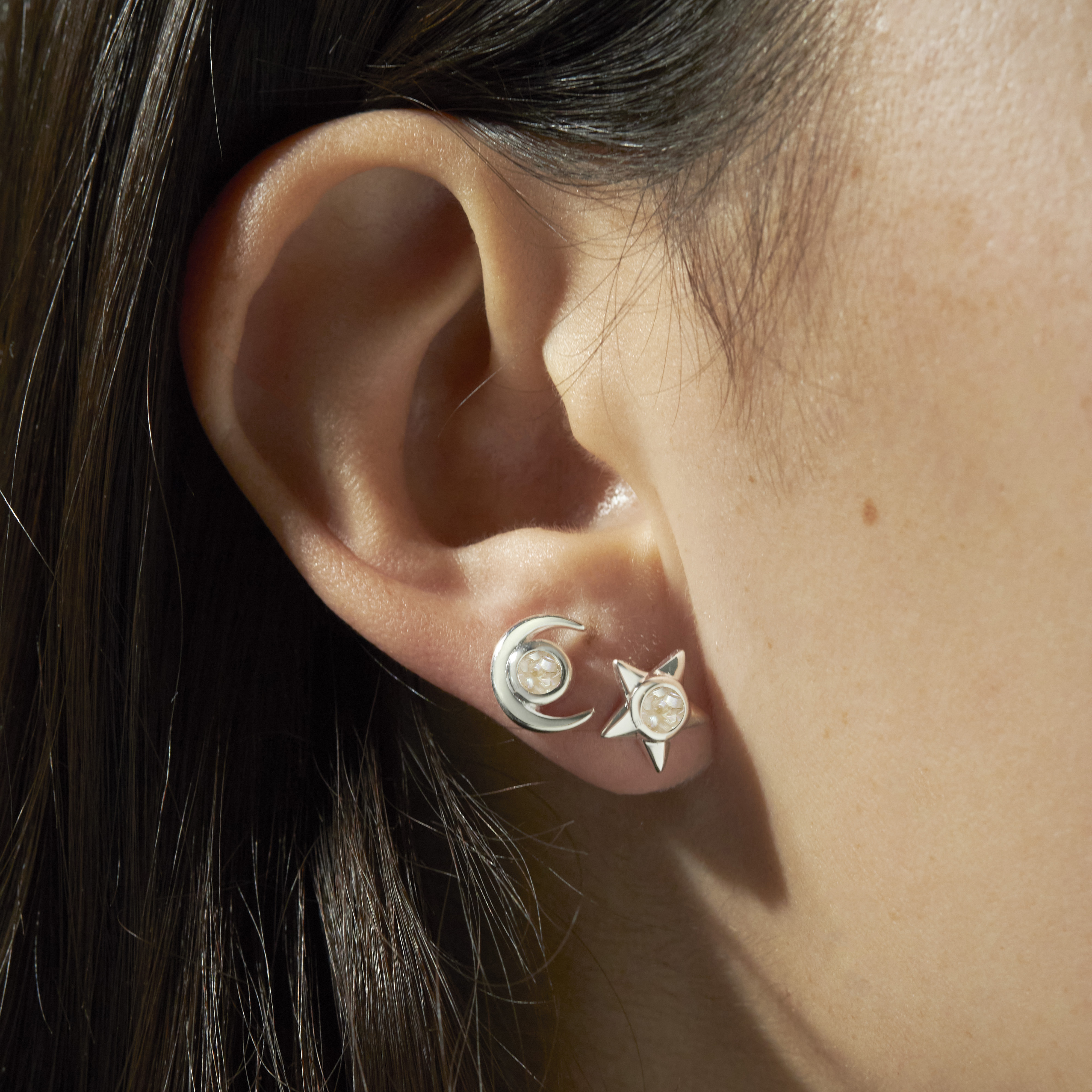 Stars & Moon Stud Earrings by Tiffany Rice - Sterling Silver