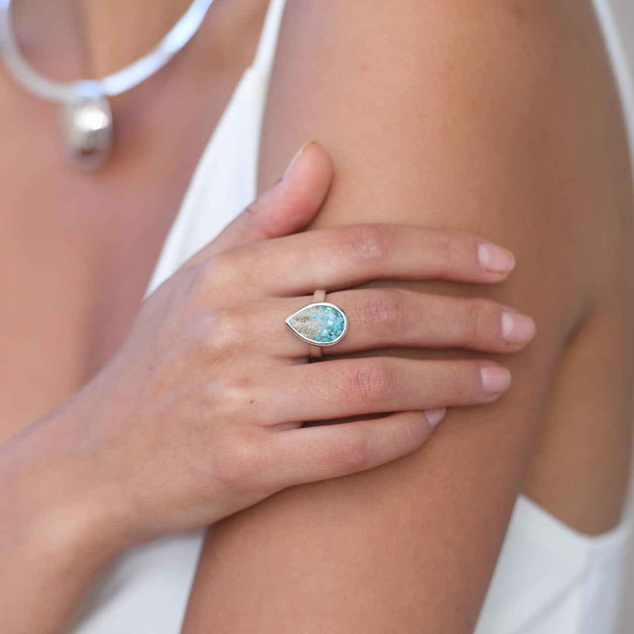 BC - Teardrop Ring - Turquoise Gradient