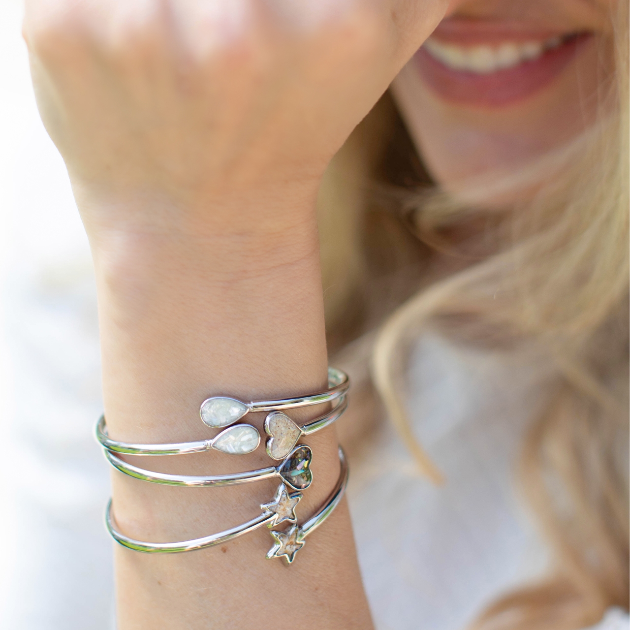 Stainless Steel Bypass Teardrop Cuffs | Stackable Cuff Bracelet