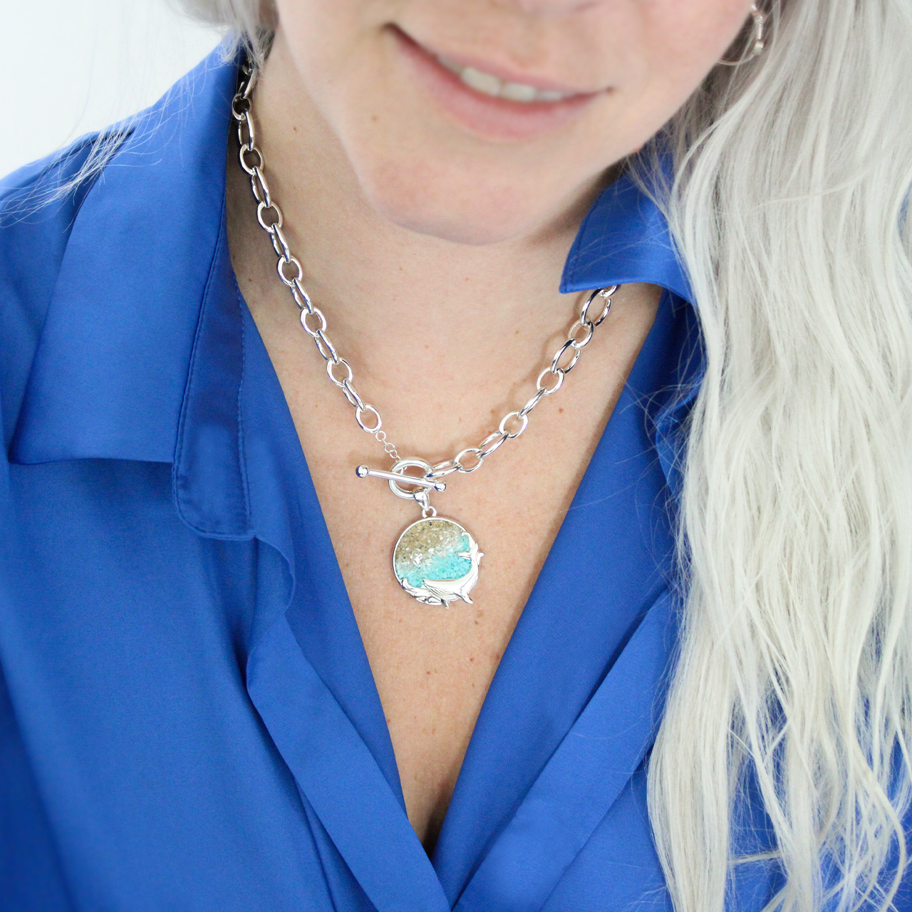 BC - Whale Necklace - Turquoise Gradient